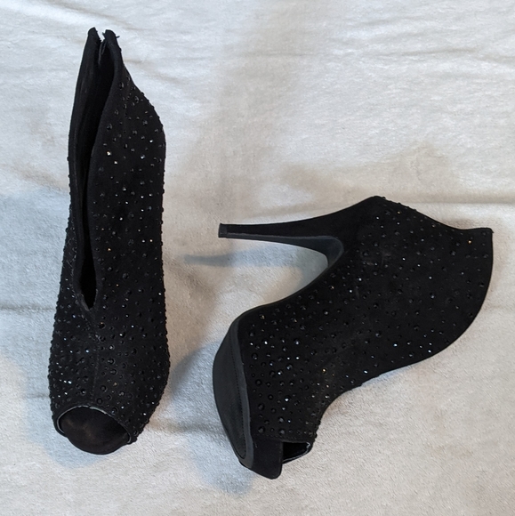 High heel ankle boots black rhinestones - Picture 4 of 7